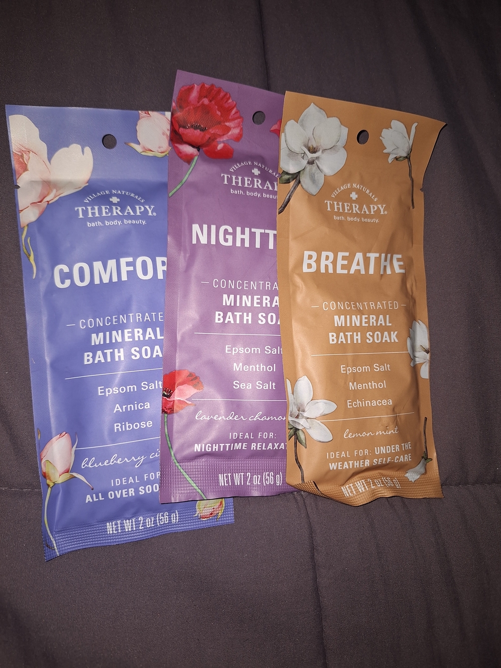 therapy Mineral Bath Soak Trio - Blue, Purple, Brown